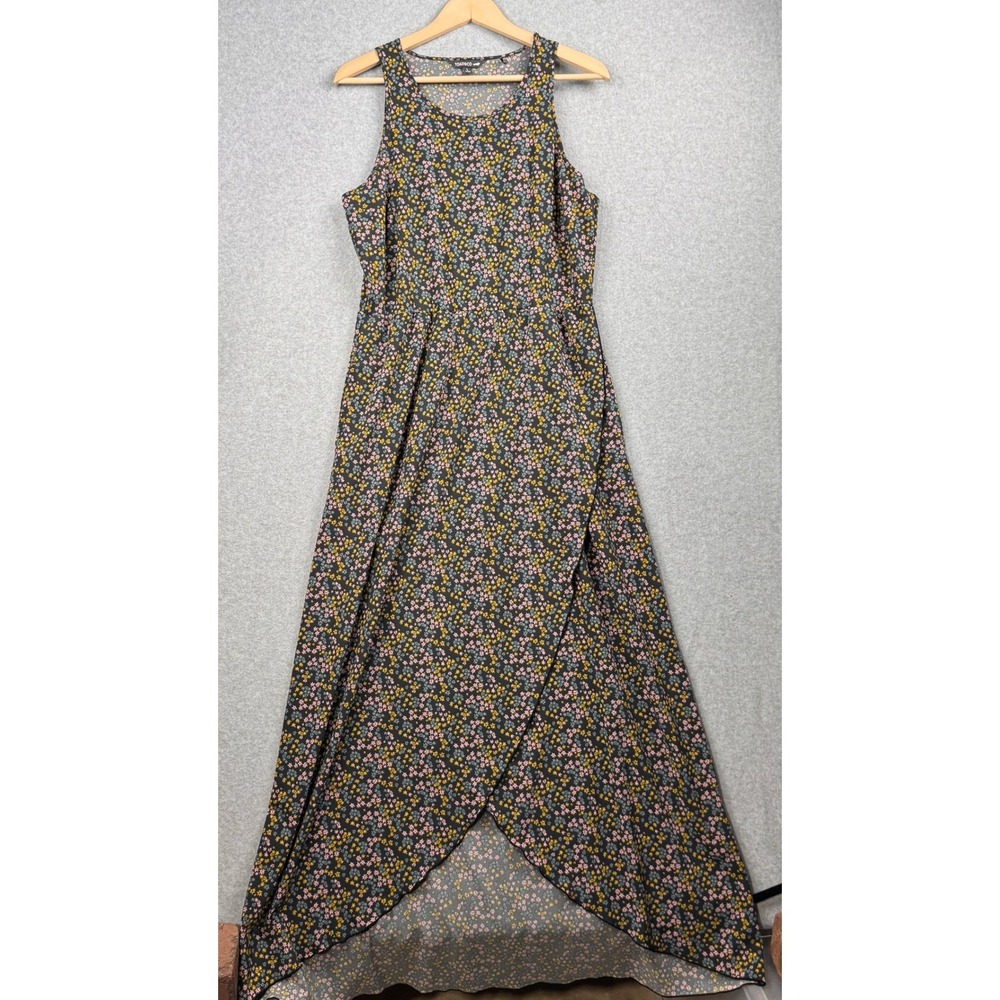 Toad&Co Maxi Dress Womens Large Blue Floral Hi Low Maxi Cutout Sleeveless Summer